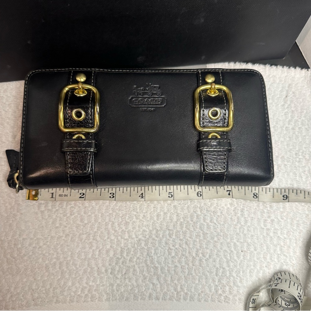 Coach Black Leather Wallet with Gold Accents - Picture 9 of 13